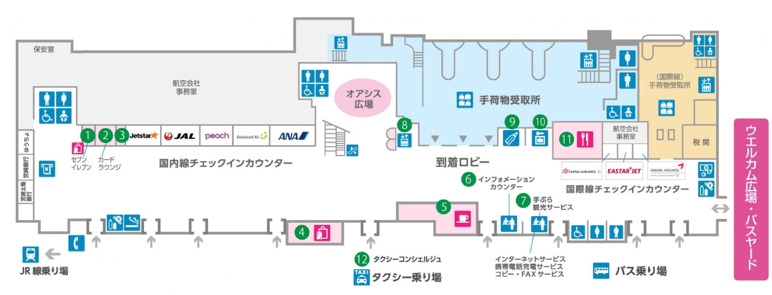 フロアマップ 1f 宮崎ブーゲンビリア空港